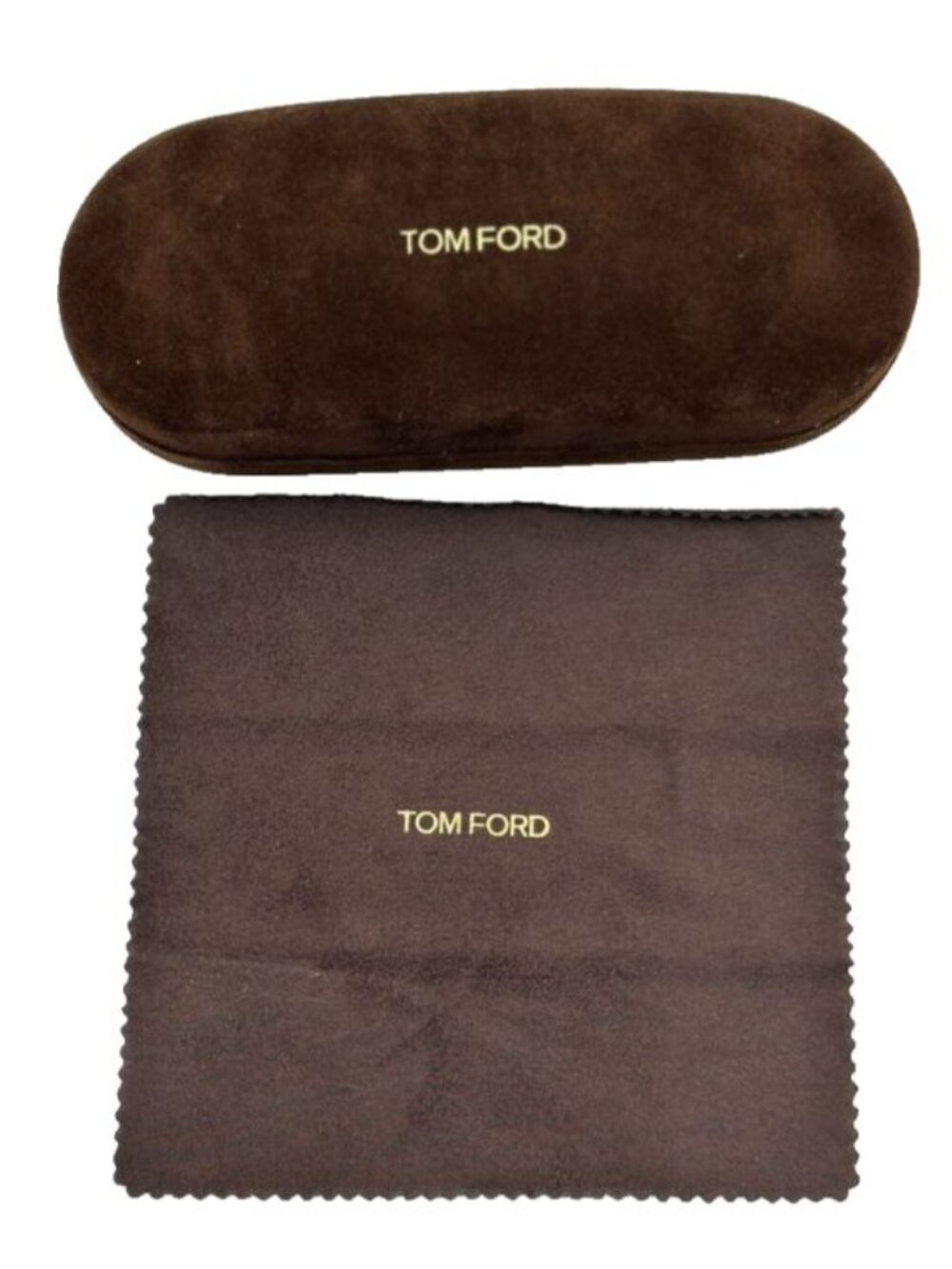 Tom Ford Sunglasses Case Brown Velvet Hard Shell Eyeglass Case lens cloth
